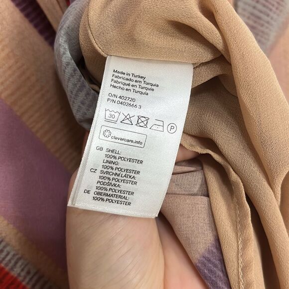 H&M Accordion Pleated Multicolored Striped Chiffon High Waist Maxi Skirt Size 10 - Picture 7 of 10